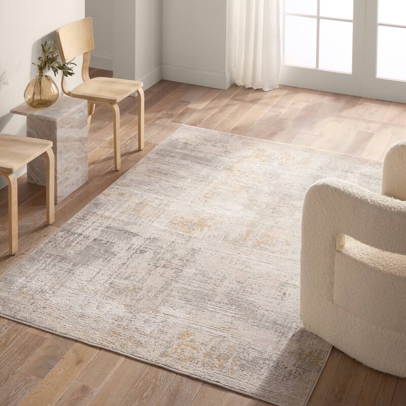 Heera Abstract Cream/Gray Rug - 5' 3" x 7' 6" - Rectangle