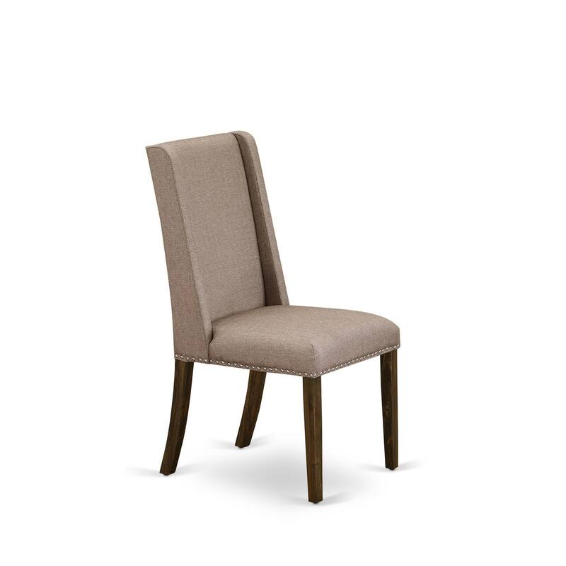 East West Furniture 11 Piece Dinette Set- a Dining Table with Removable Leaf and 10 Linen Fabric Dining Chairs(Finish Options)