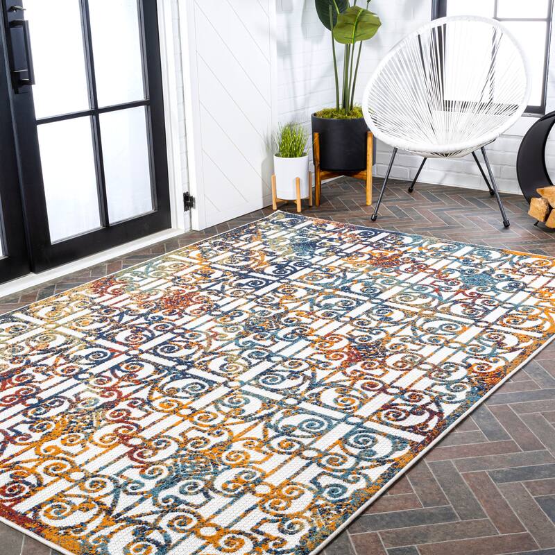 JONATHAN Y Tropics Ornate Trellis Indoor/Outdoor Area Rug