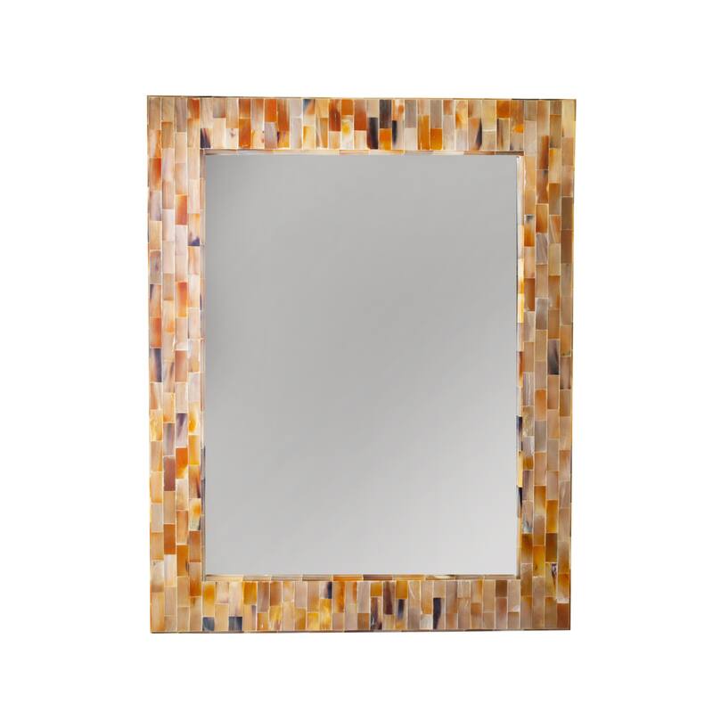 Rectangle Horn Mirror 24" x 30"H - A - A - Brown - Medium