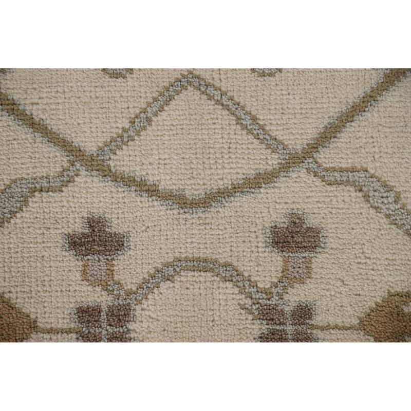 Floral Oushak Oriental Area Rug Hand-Knotted Wool Carpet - 9'0"x 11'11"