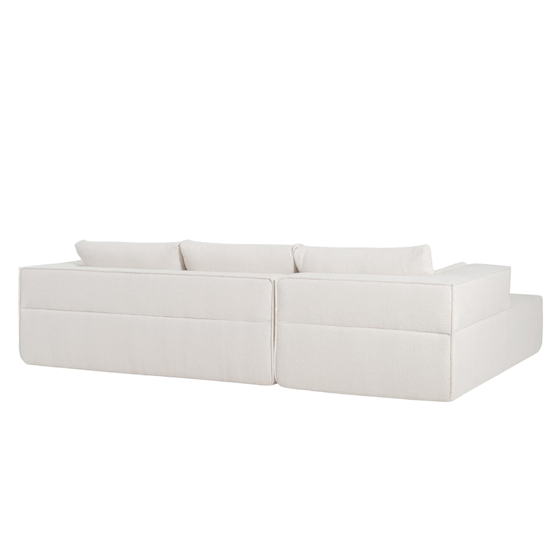 112" Boucle Modular Sectional Sofa with Free Side Table, Wide Seat Design and No Assembly Required