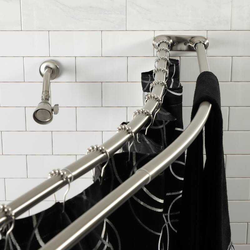 Edenscape Adjustable 60-72 in. Double Curved Stainless Steel Shower Curtain Rod