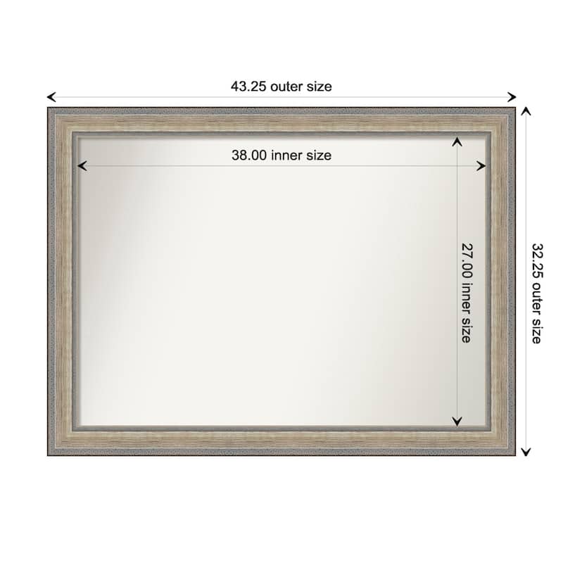 Fleur Silver Non-Beveled Wood Framed Bathroom Vanity Wall Mirror - Fleur Champagne Silver - Glass Size 38x27