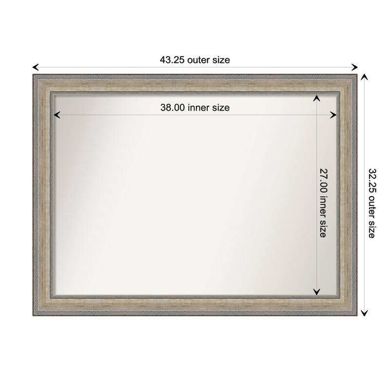 Fleur Silver Non-Beveled Wood Framed Wall Mirror - Fleur Champagne Silver - Glass Size 38x27