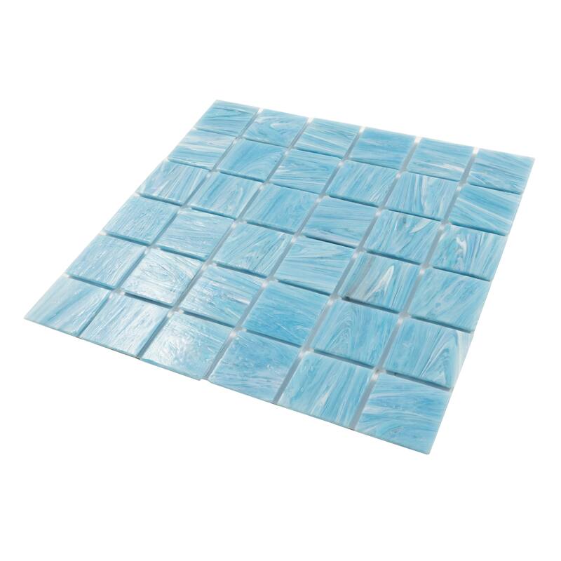 Apollo tile 12" x 12" Celestial Glossy Sky Blue Glass Tile (10 sq ft/case) - 10 Pack