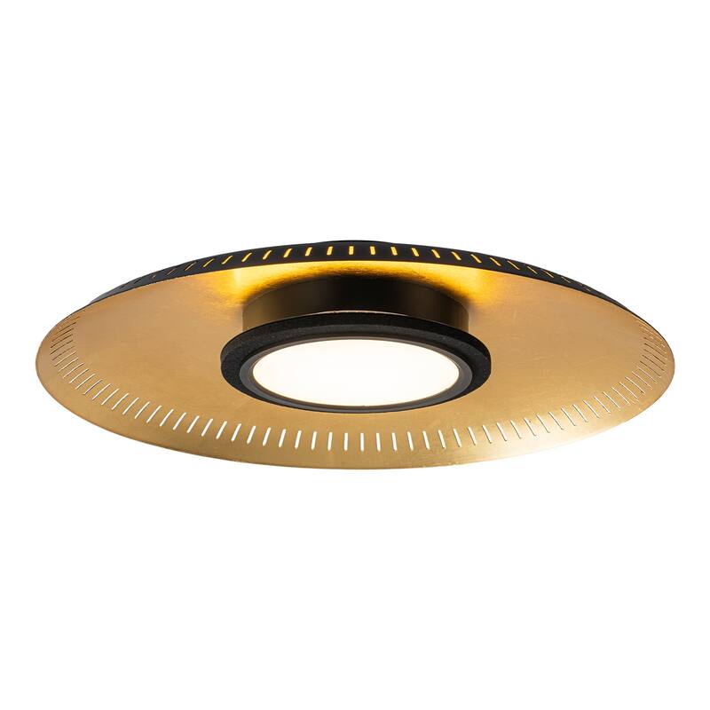 Black Iron LED Flush Mount Ceiling Light with Gold Foil Interior - Dia.22.83-in