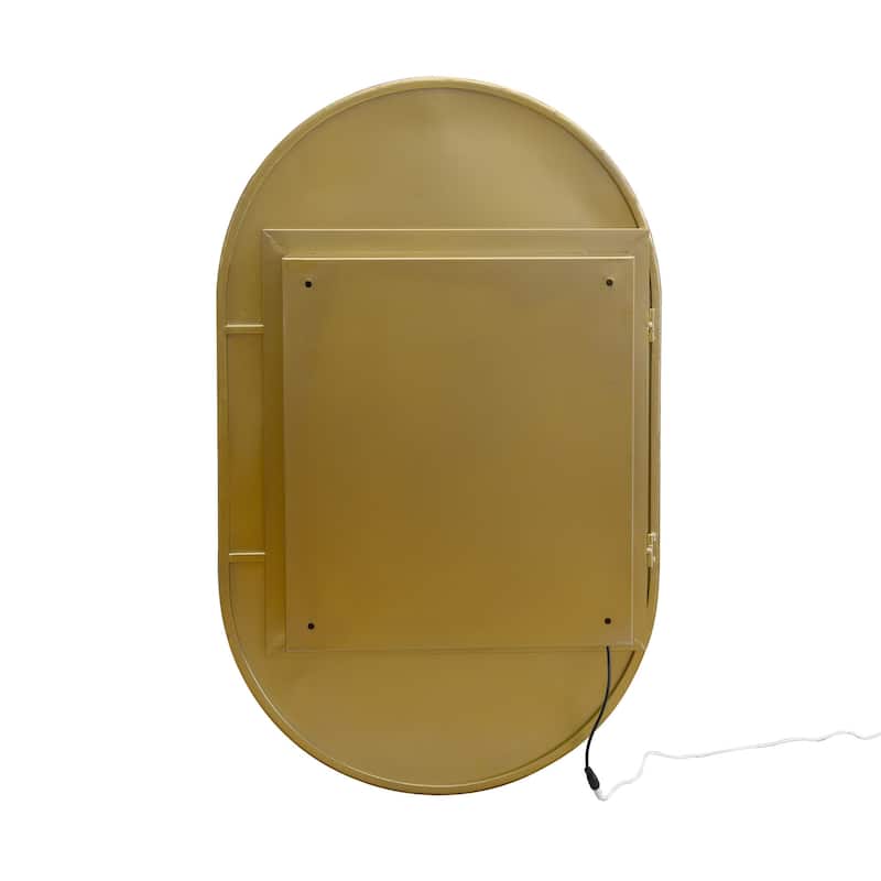 Oval Wall Mounted Medicine Mirror Cabinet with LDE