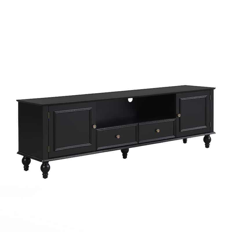 Modern TV Stand for TVs up to 80 Inches, Entertainment Center with Open Compartment, TV Storage Cabinet with 2 Drawers