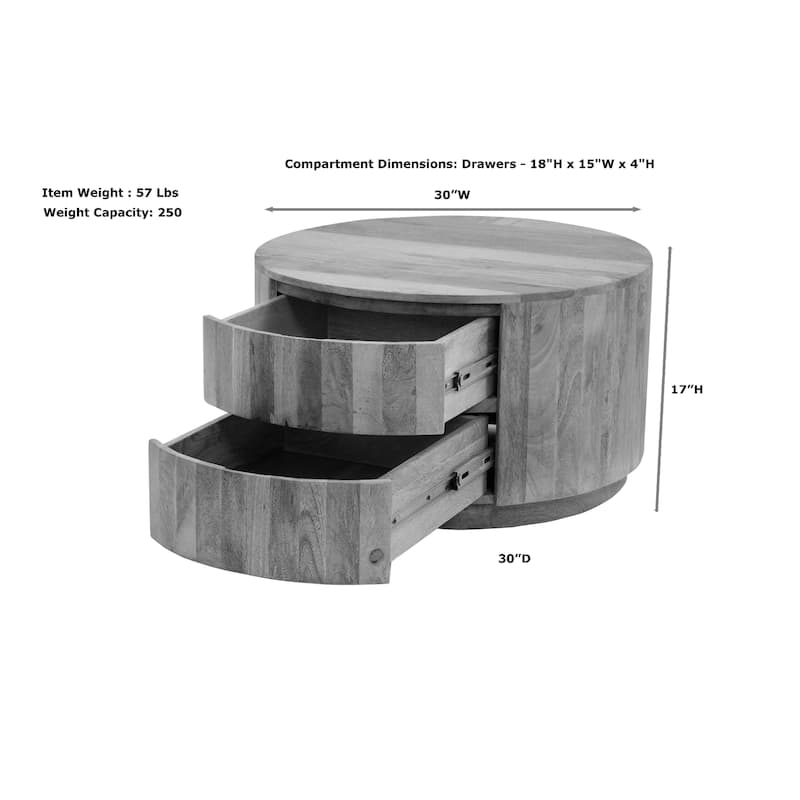 Carolina Living Christa 2-Drawer 30" Round Coffee Table