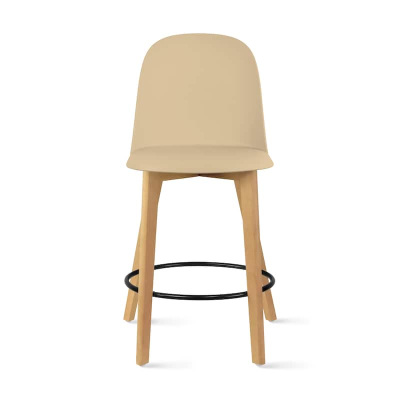 Set of 2 Designer Eiffel Chairs Counter Stools With Backs Side Molded Shell Kitchen Office Dining Dowel Bar Patio