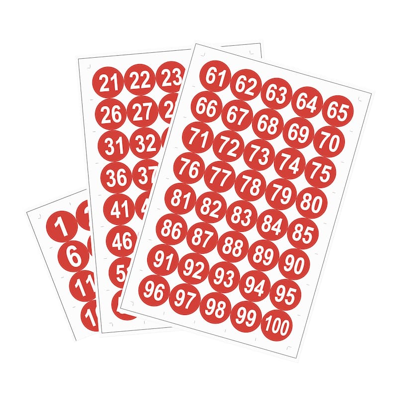 Round Number Sticker, Self Adhesive PVC Labels Waterproof