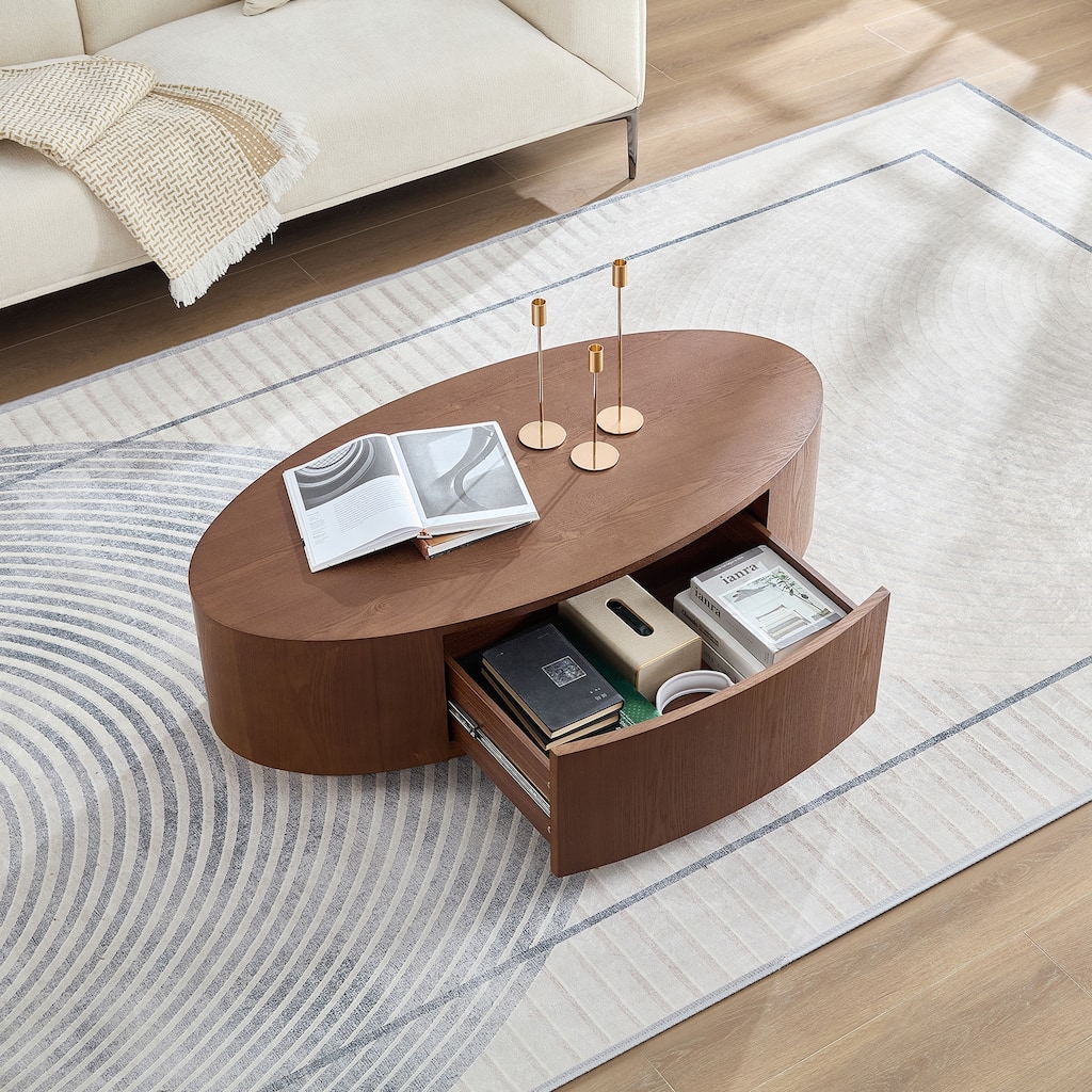 Modern Luxury Oval Coffee Table, Elegant Living Room Accent Piece