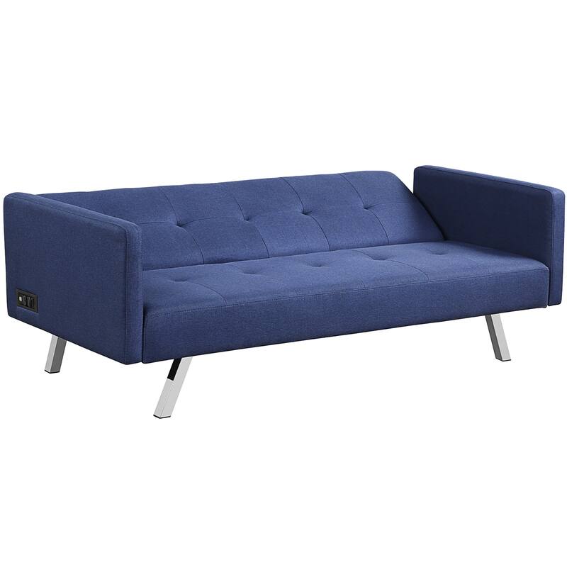 Costway Convertible Futon Sofa Bed Folding Recliner w/USB Ports&Power
