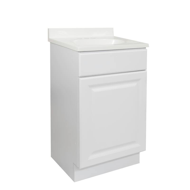 Design House 591032 Wyndham 1-Door Bathroom Vanity with Cultured Marble 4" Centerset White on White Vanity Top