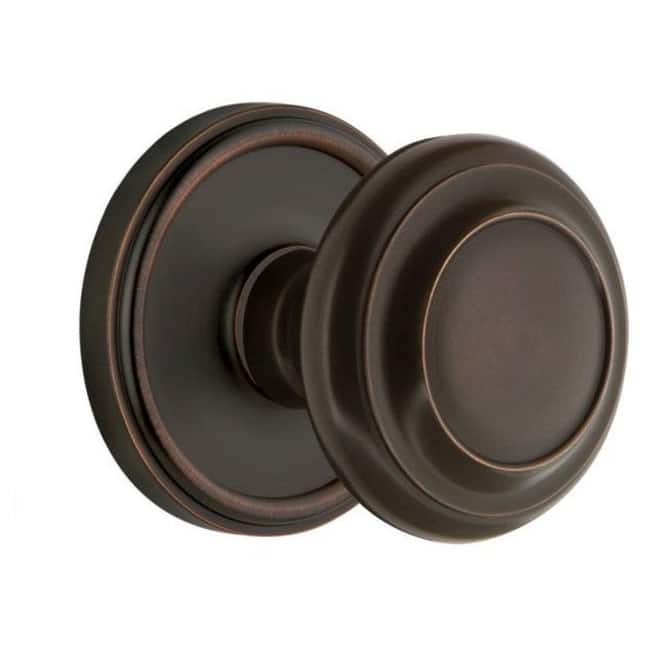 Grandeur Georgetown Solid Brass Rose Dummy Door Knob Set with - Timeless Bronze