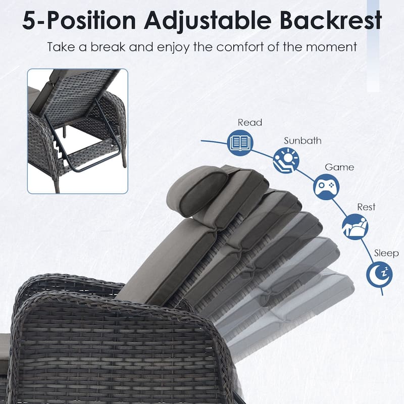 Outdoor Patio Chaise Lounge Chairs with Cushion