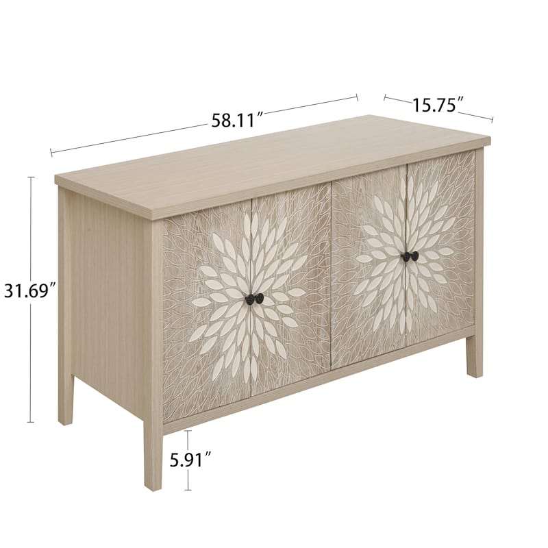 Sideboard Buffet Cabinet, Storage Cabinet with Storage,Modern Storage Cabinet with 4 Doors & Adjustable Shelves
