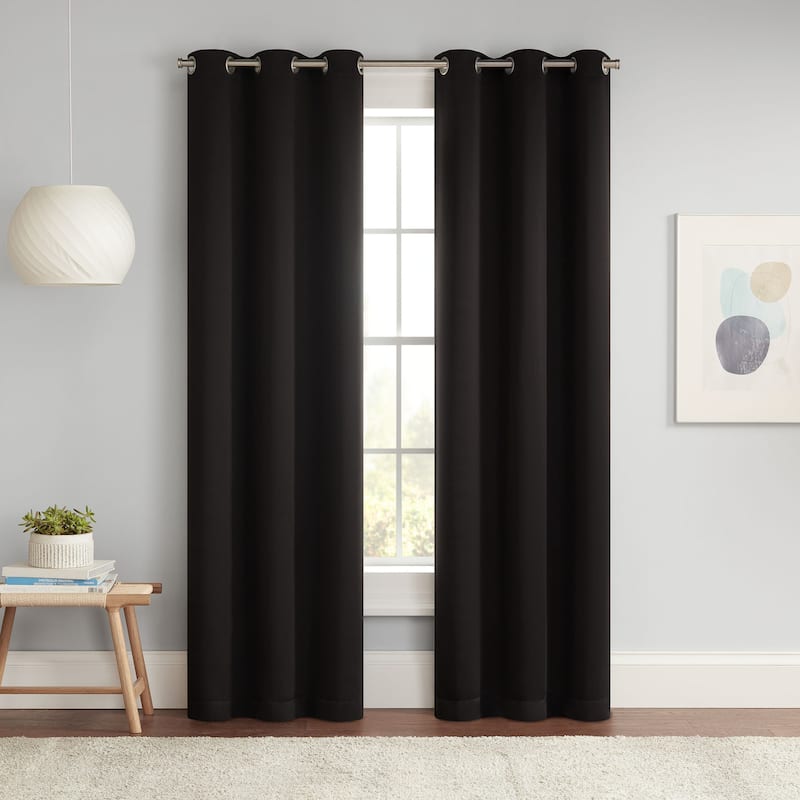 Eclipse Darrell Energy Saving Blackout Grommet Curtain Panel - Black - 37x63