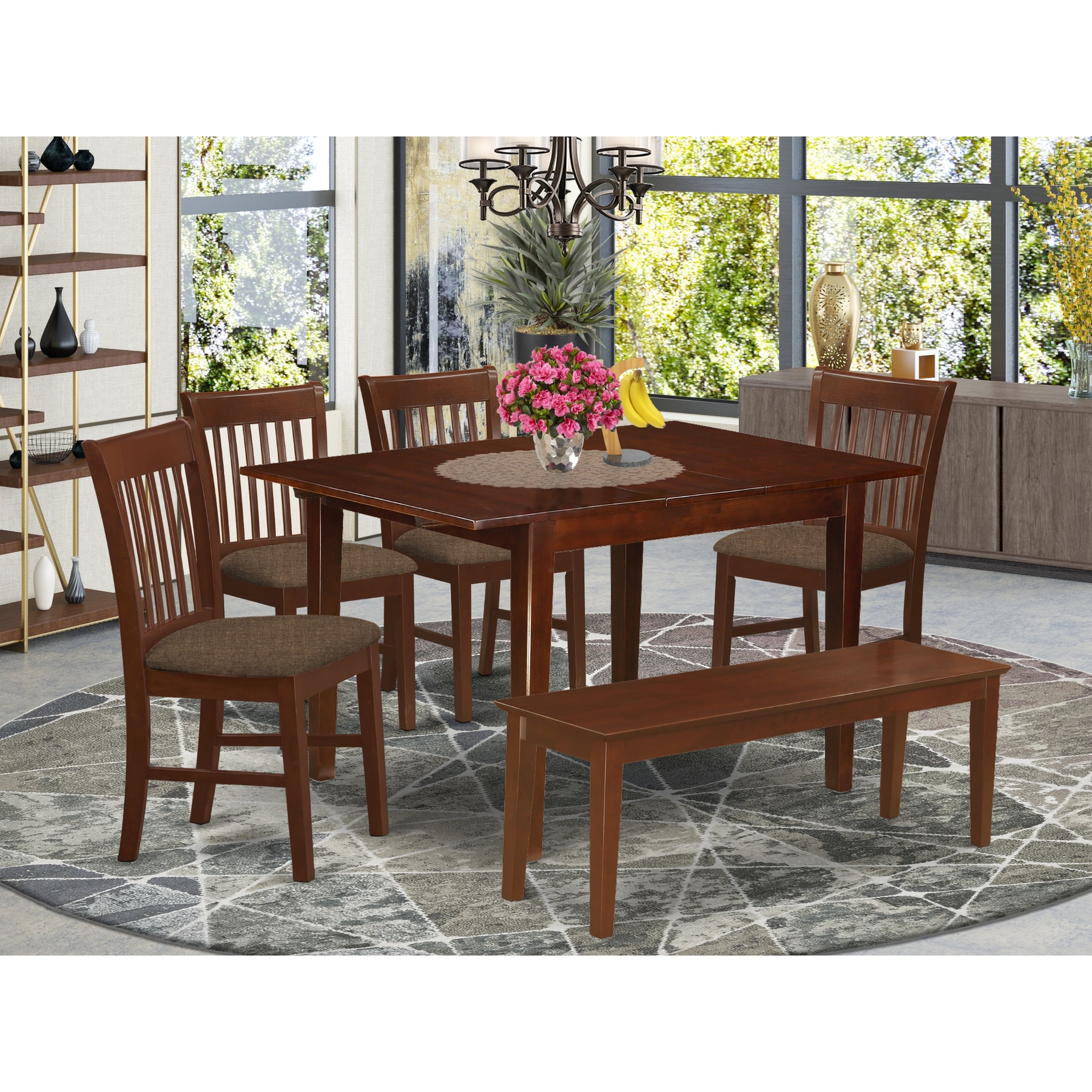 6 Piece Dinette Table And 4 Dining Chairs And Bench Chairs Option Overstock 10296466