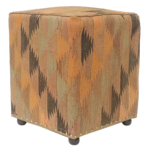 Retro Melanie Handmade Kilim Upholstered Ottoman