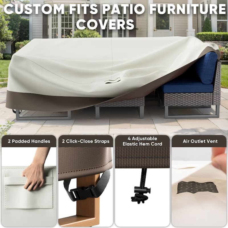Heavy Duty Patio Sofa Cover, Waterproof 3-Seater Outdoor Sofa Cover
