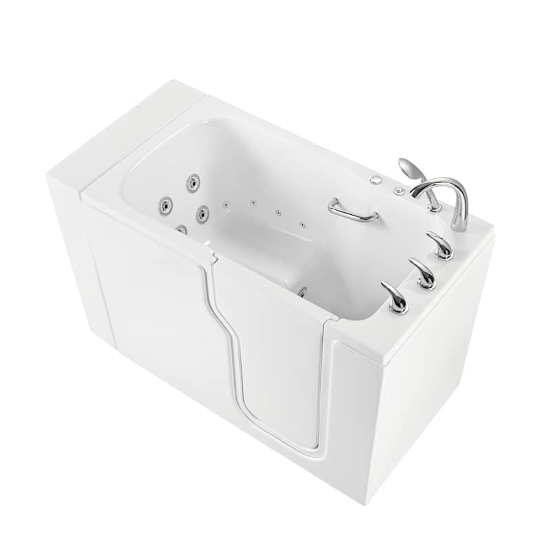 Ella Standard Acrylic Hydro Massage Walk in Tub 30"x52", 5 Piece Faucet - Standard - Right Drain