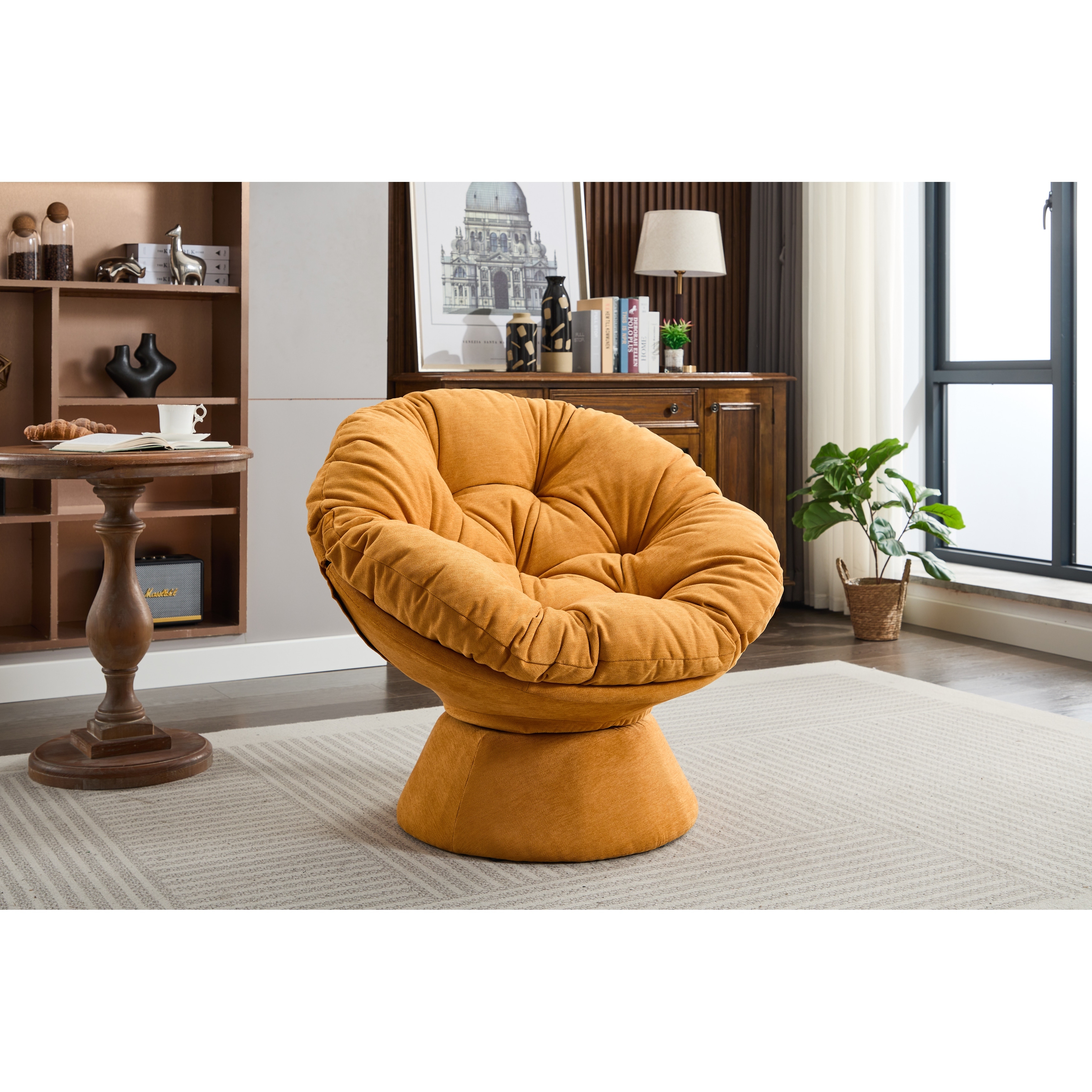 360 Swivel Accent Chair Barrel Chair Papasan Chair With Comfortable Cushion