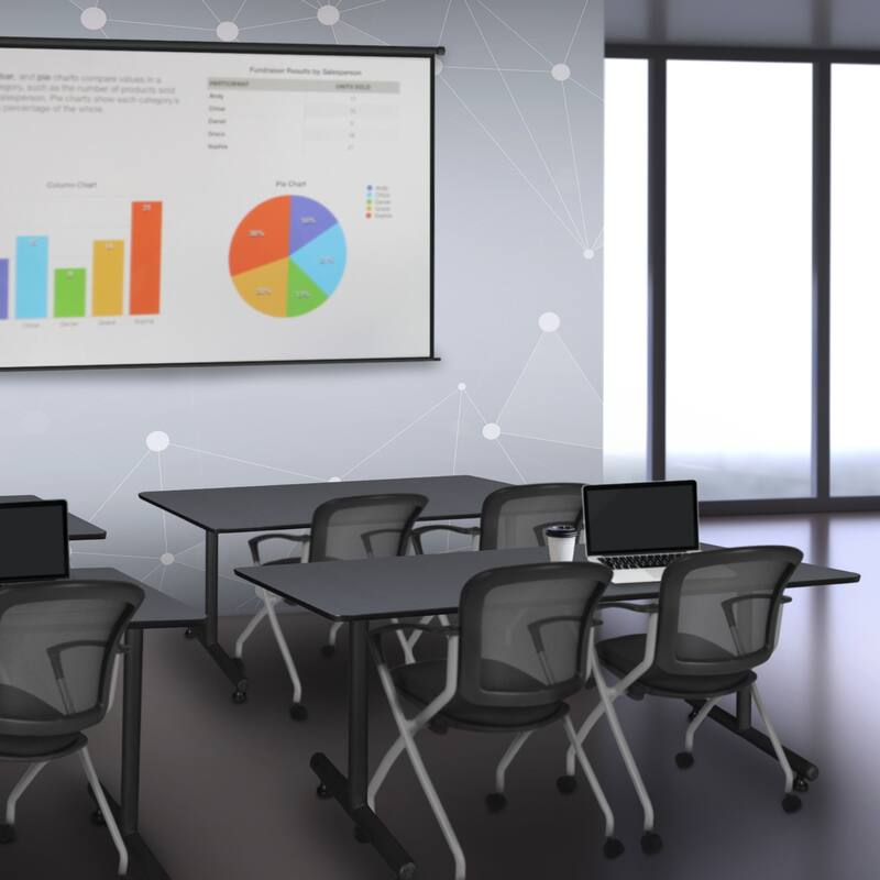 60" x 24" Training Table- Grey and 2 Nesting Chairs - 60" x 24"