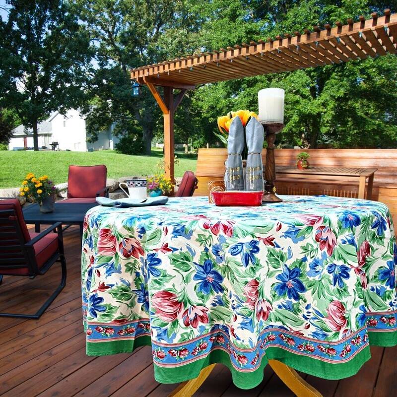 Artsy Brush Stroke Vibrant Floral Cotton Tablecloth Collection