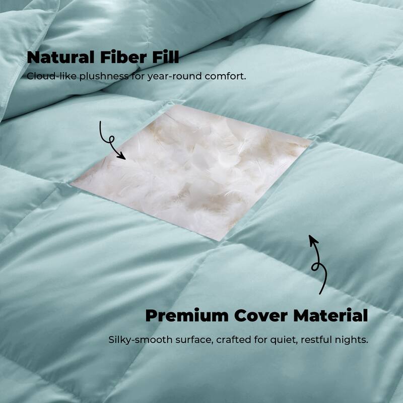 All Season Lightweight & Medium Weight White Goose Feather Down Comforter Duvet Insert