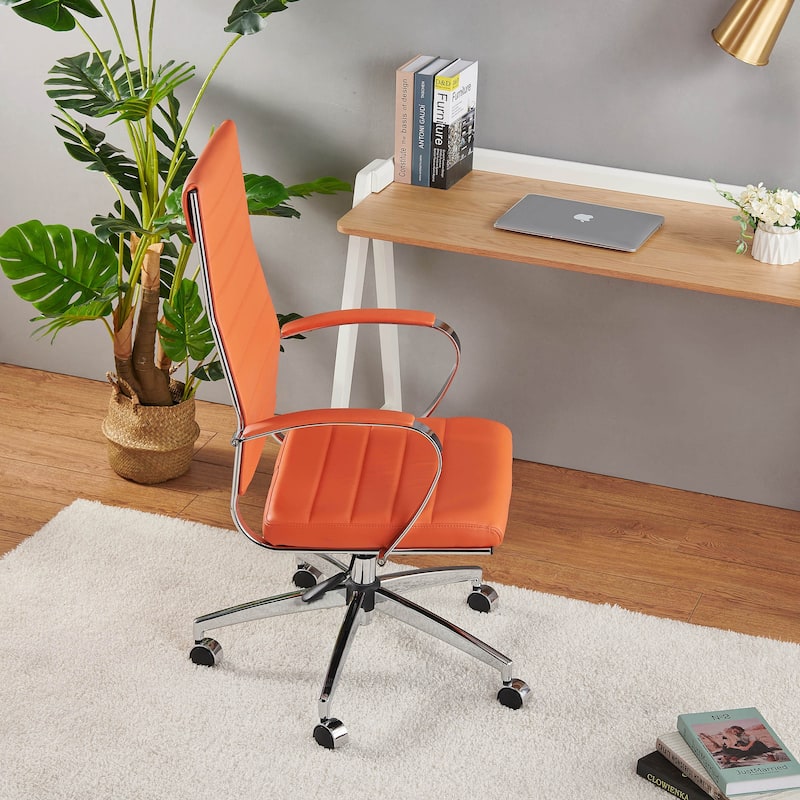LUXMOD® Office Chair Faux Leather Silver Frame Adjustable and Swivel