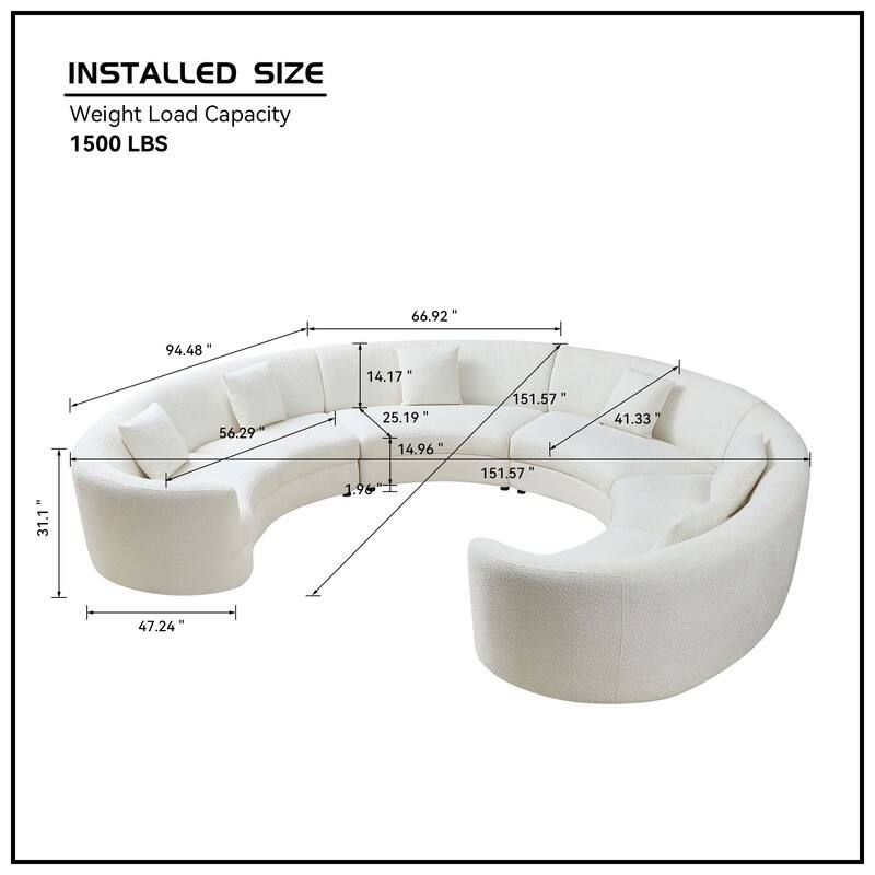 Curved Cloud Sofa, Upholstered Comfy Sofa with Pillows for Living Room