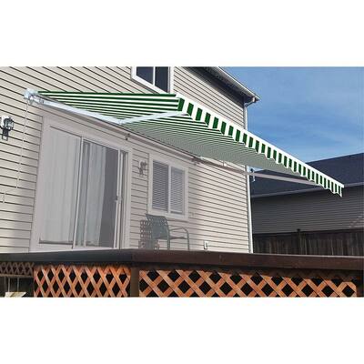 ALEKO Motorized 16x10 Feet Retractable Outdoor Patio Awning Green/White