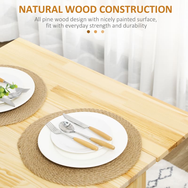 HOMCOM Folding Dining Table with Pine Wood Frame, Drop Leaf Tables for Small Spaces, Natural