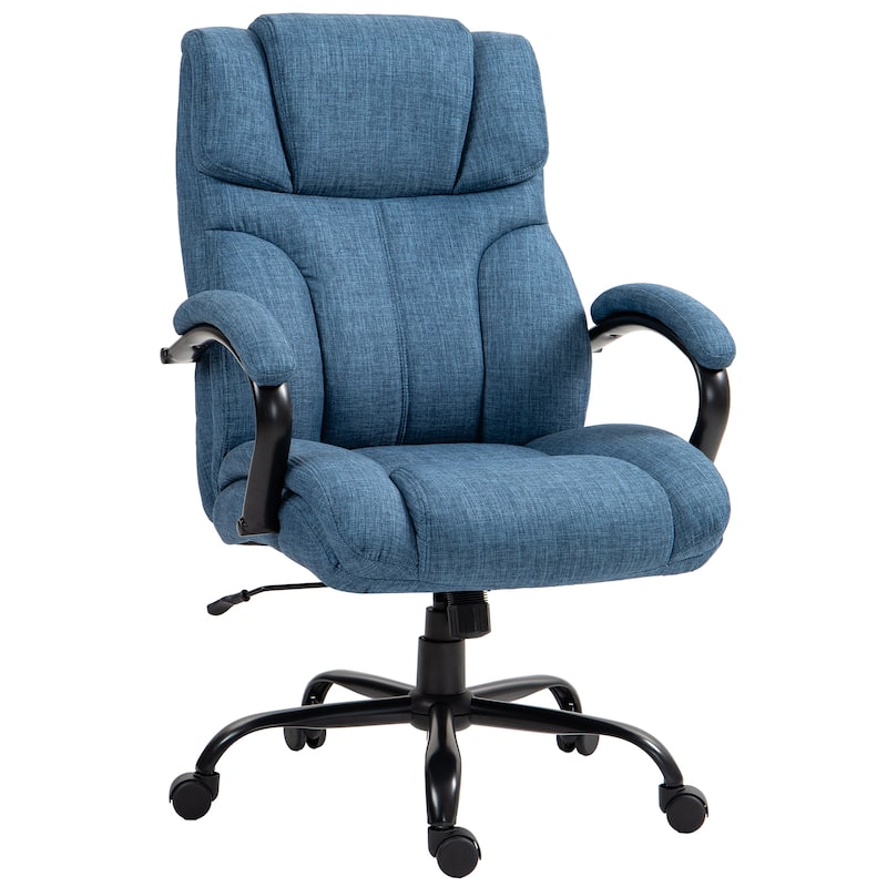 500lbs Capacity Big and Tall Office Chair with Wide Seat and Adjustable Height ,Executive Linen Finish - Blue