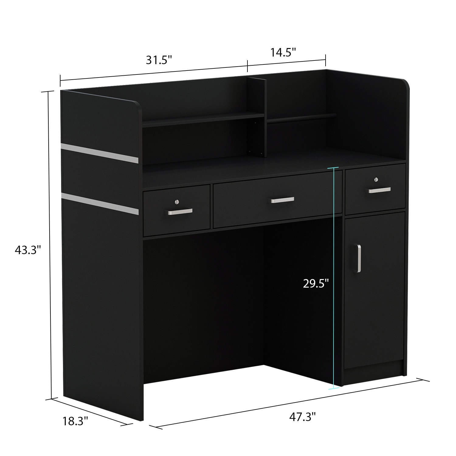 47.2"W 43.3"H Rectangular Wood Reception Desk Coumpter Desk - Picture 7 of 20