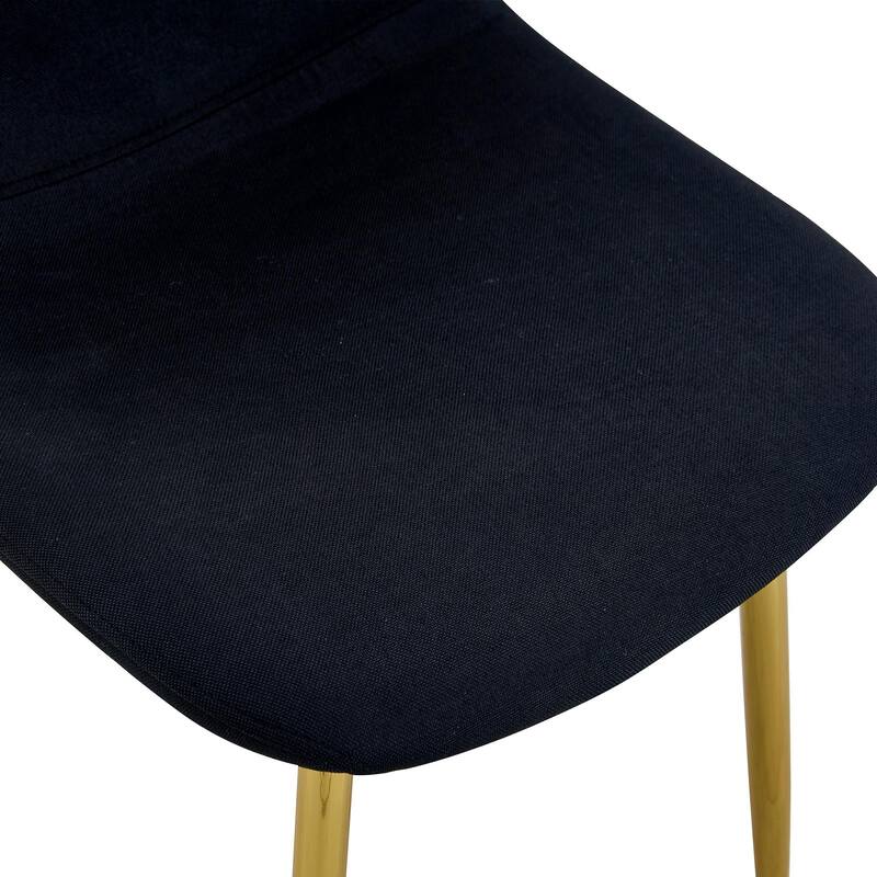 Set of 4, Linen-Cotton Material High Resilience Dining Chair with Metal Legs