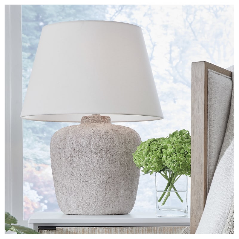 Signature Design by Ashley Danry Distressed Cream Table Lamp - 19.25" W x 19.25" D x 27.25" H
