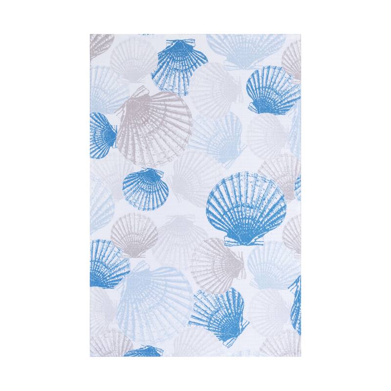 27" x 18" Scallop Shells Kitchen and Bathroom Graphic Print Hand Towel - Blue