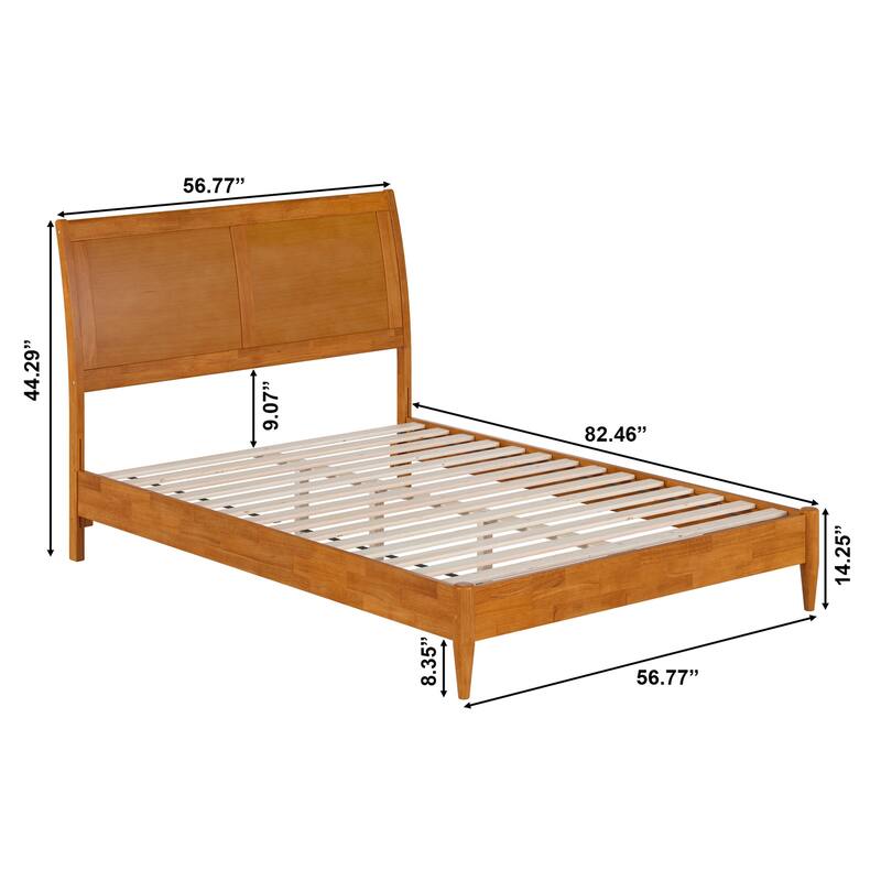Solid Wood Sleigh Bed - Low Profile Platform Bed Frame - Twin Twin XL Full Queen King