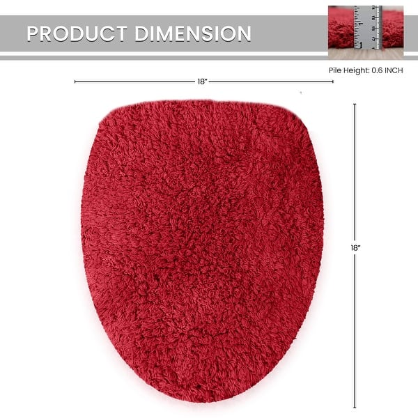 dimension image slide 12 of 17, Home Weavers Waterford Collection Cotton Toilet Lid Rug | Elastic Fit | Fit Most Standard Toilet Lid | 18"x18"