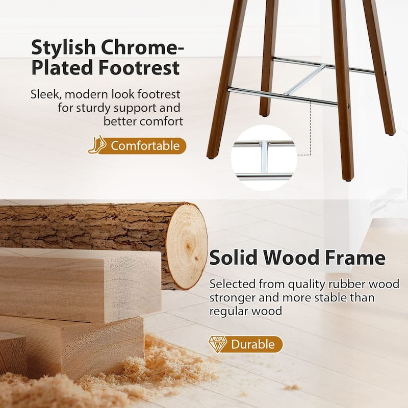 26-Inch Faux Leather Wood Counter Stools Set of 1/2/3 - 26"H x 18.1"L x 16.5"D