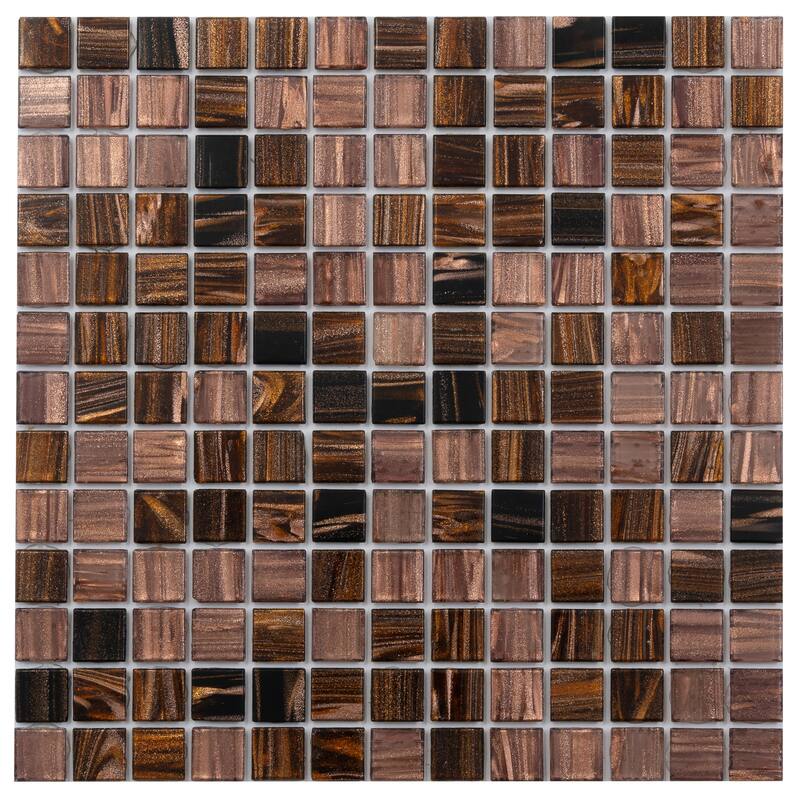 Apollo tile 12" x 12" Mingles Glossy Brown Yellow Glass Tile (20 sq ft/case) - 20 Pack