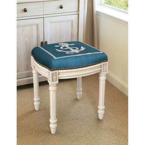 Copper Grove Torenia Anchor White Vanity Stool with Nail Heads
