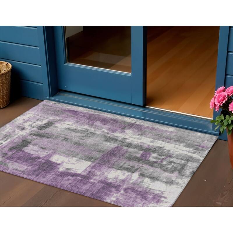 HomeRoots Abstract Transitional Rectangle Outdoor Rug - 3' x 5'