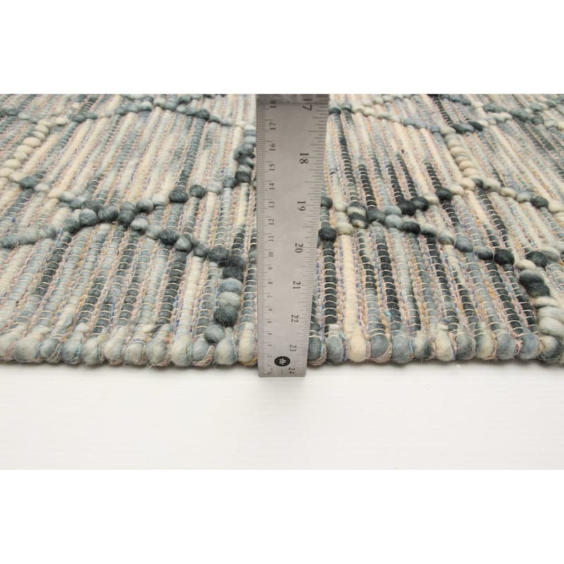 ECARPETGALLERY Braid weave Sienna Teal Wool Rug - 5'2 x 7'7