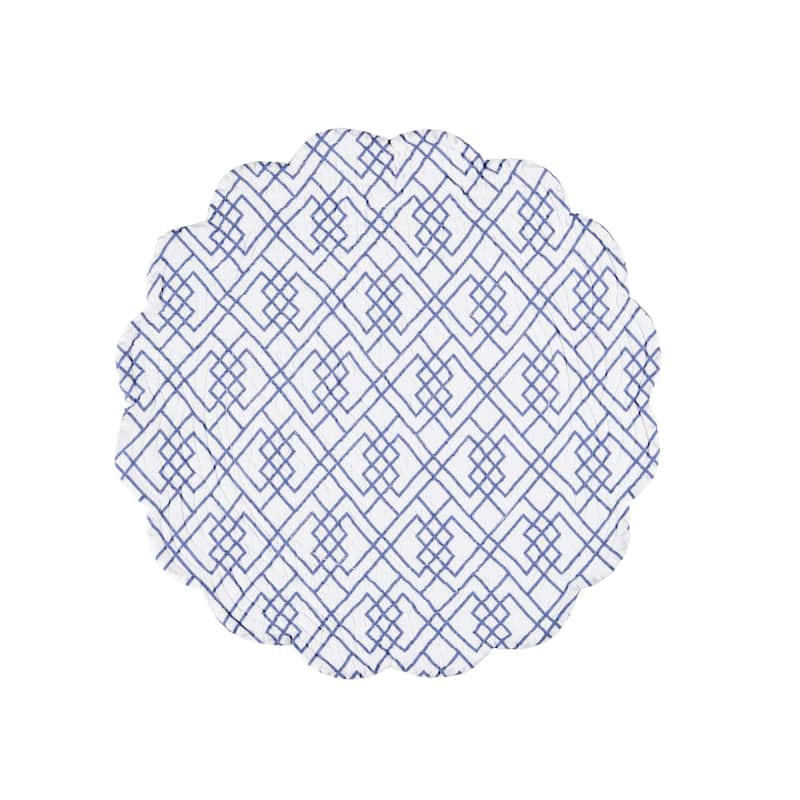 Cynthia Round Cotton Quilted Reversible Placemats Set of 6, 17"