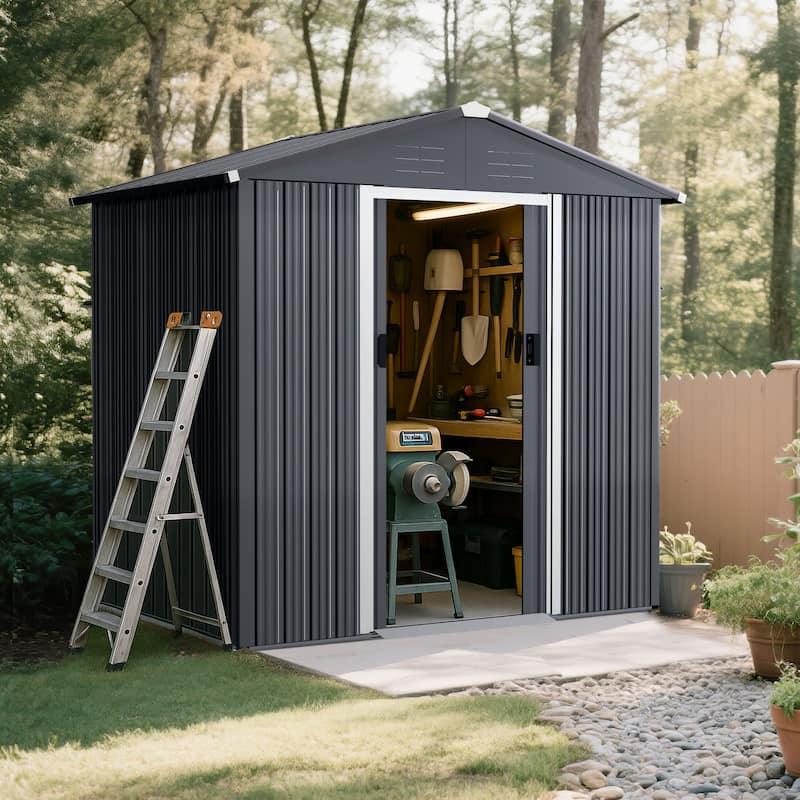 Metal Outdoor Garden Shed Storage Tool Shed with Sliding Doors