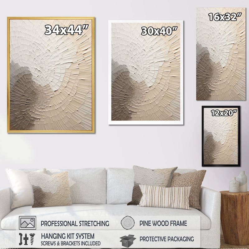 Designart "Graceful Minimalism Beige Muted Art" Ray Framed Wall Art Living Room
